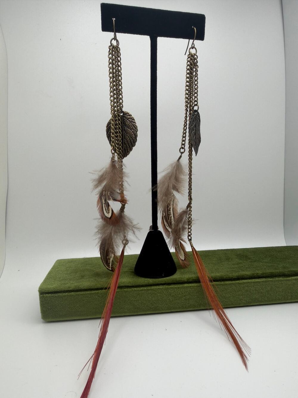 long bohemian-style dangle earrings feature